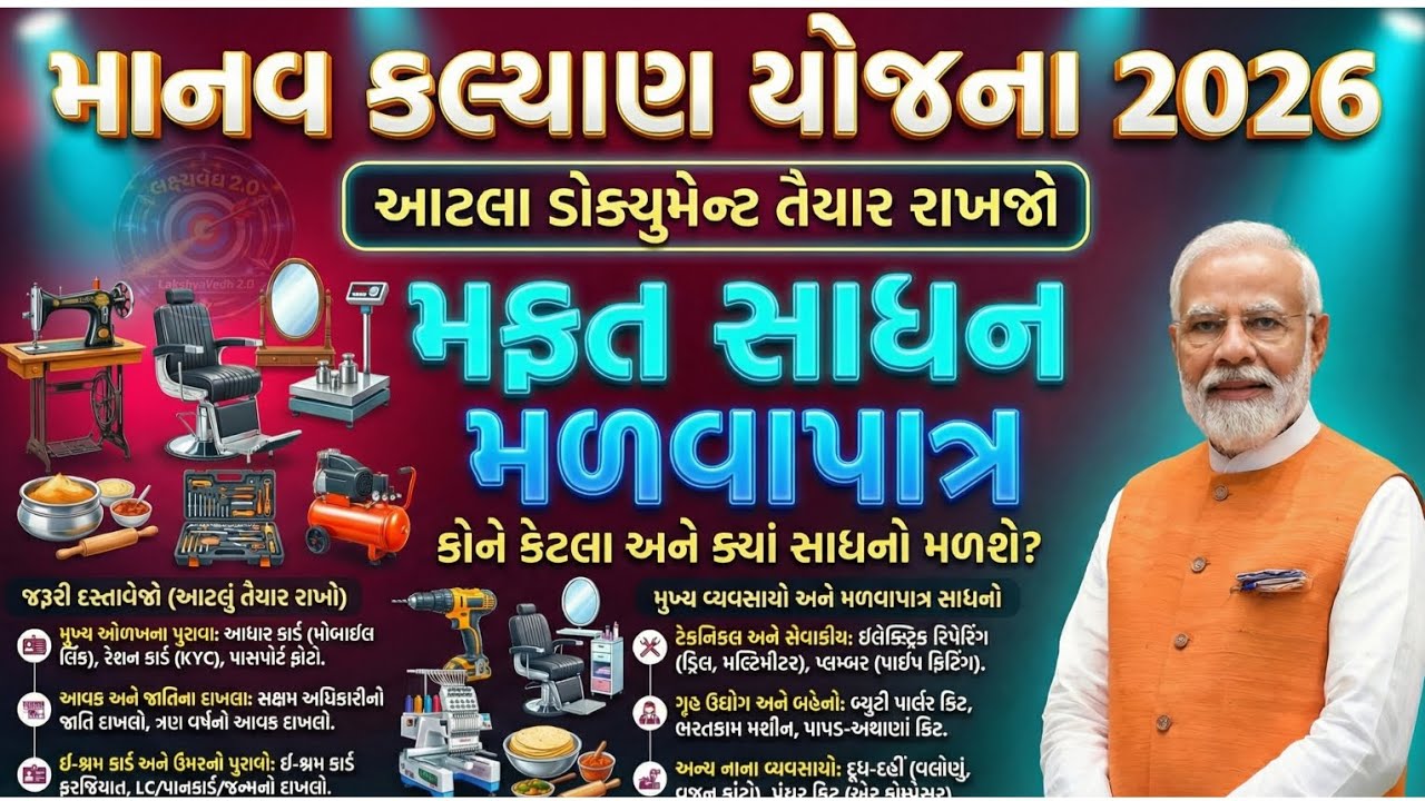 🔥 મોટી જાહેરાત! Manav Kalyan Yojana 2026|| ફોર્મ ભરવા માટે આટલા ડોક્યુમેન્ટ તૈયાર રાખજો! 🎯