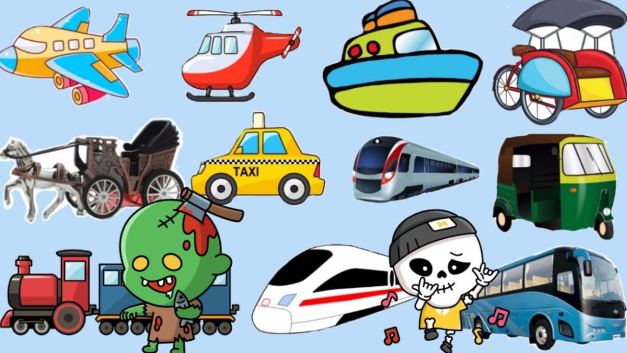 認識公共交通工具的種類英文 || 車車，火車，高鐵 || Public Transport Vehicles Names English Chinese