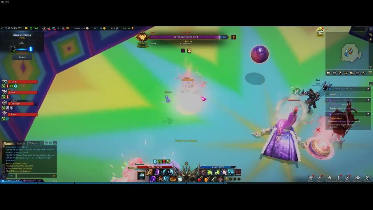 Lost Ark 1370 Deathblade Aira's Oculus Hard Mode Abyssal Dungeon Seto Clown Fight