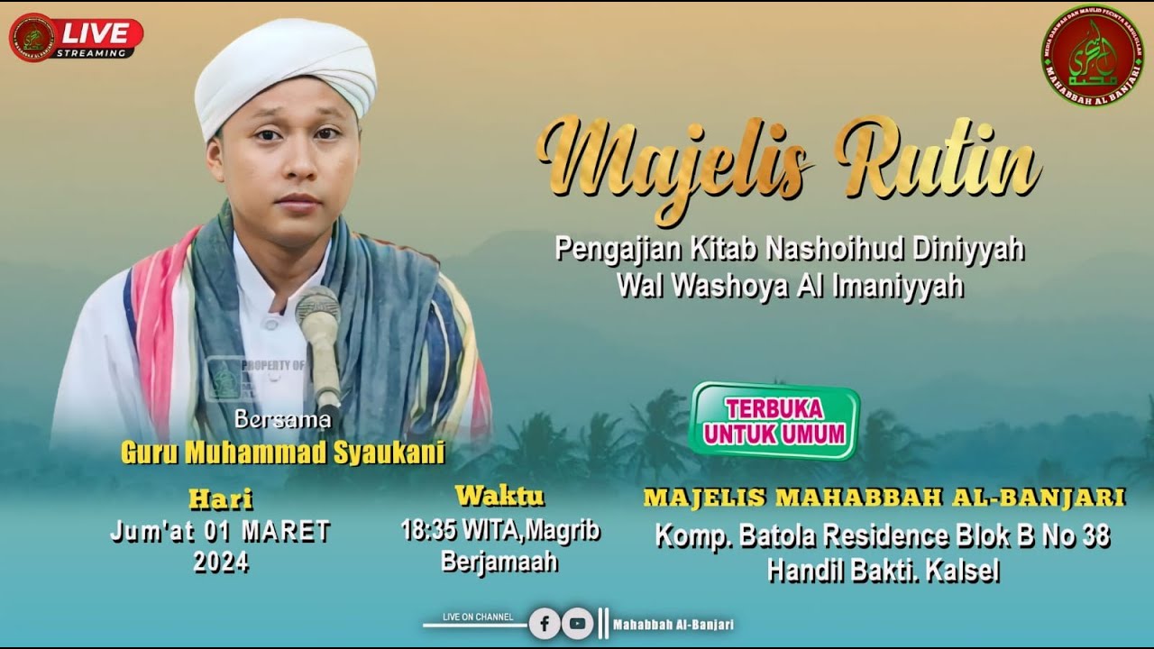 🔴[LIVE ] Pengajian KITAB NASHOIHUDDINIYYAH Oleh GURU MUHAMMAD SYAUKANI Malam Sabtu 01 Maret 2024