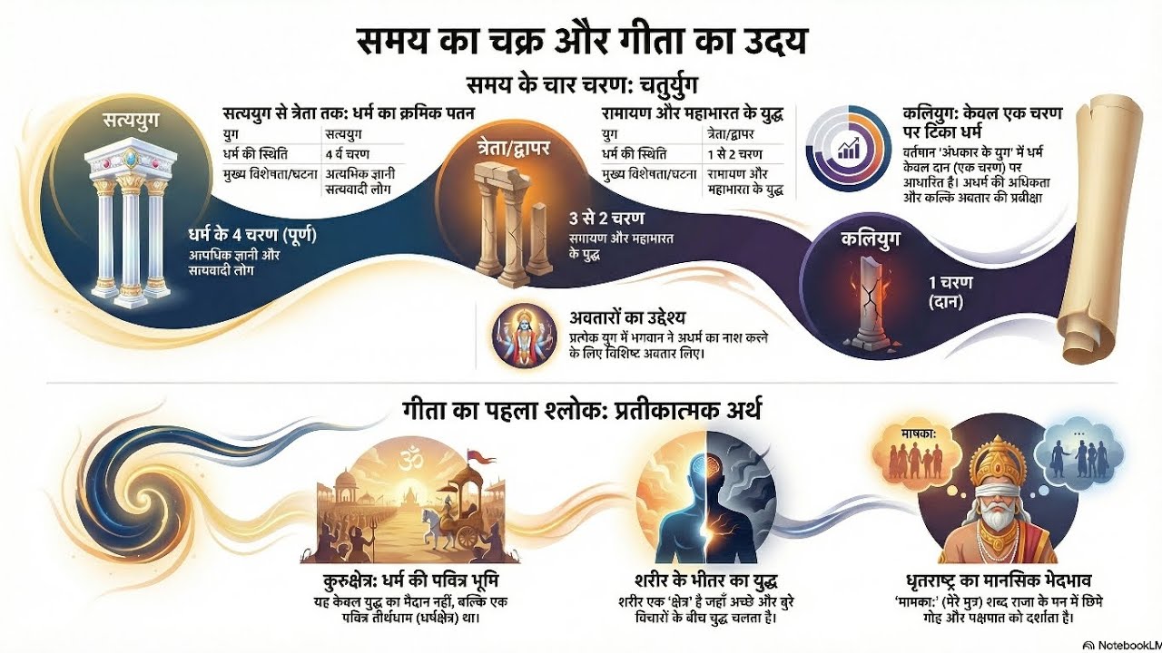 समय का चक्र और गीता का उदय #समयकेचारचरण:#चतुयुग#रामायण# महाभारत#कलियुग 