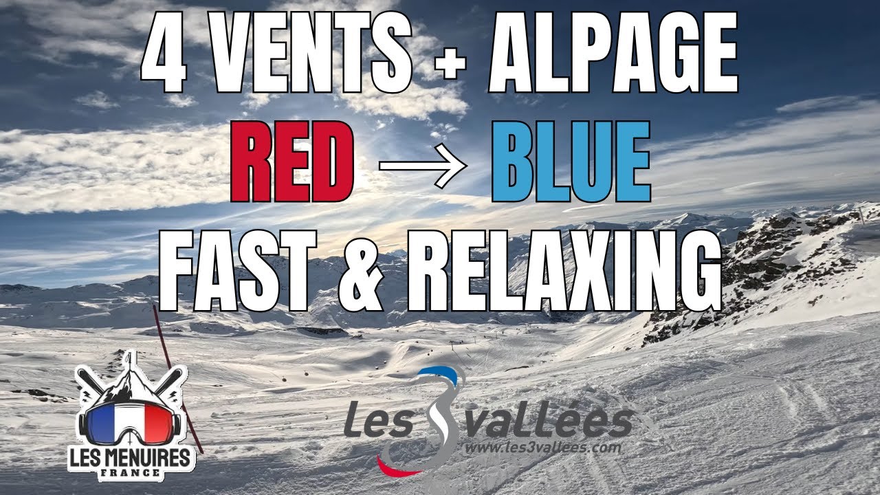 Skiing red piste '4 Vents' and 'Alpage' in Les Menuires, Les 3 Vallées, GoPro 4k, 2026
