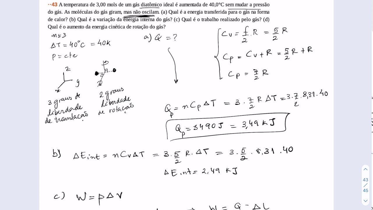 Capítulo 19 - Questão 43 -  Física 2 Gravitação Ondas e Termodinâmica Halliday 10ª Edição