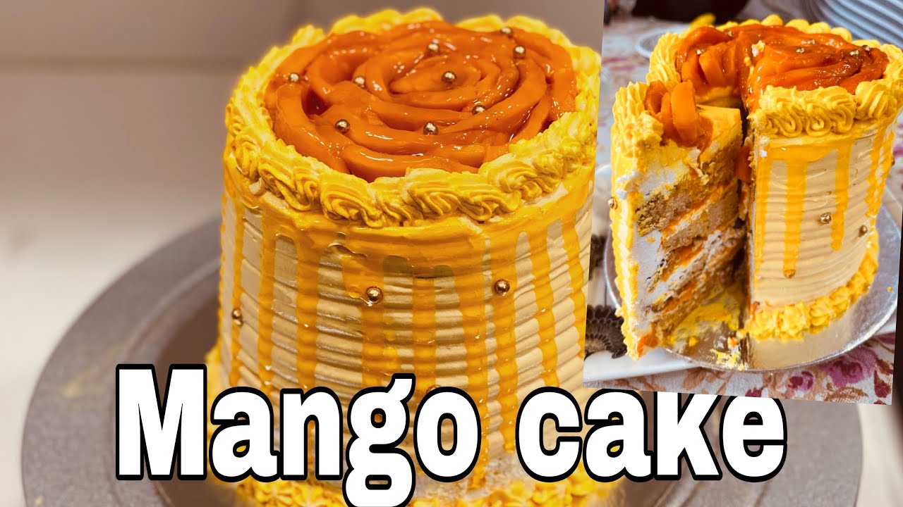 Eggless Mango Cake | Mango Cake icing￼￼ | Without essence natural flavour mango cake