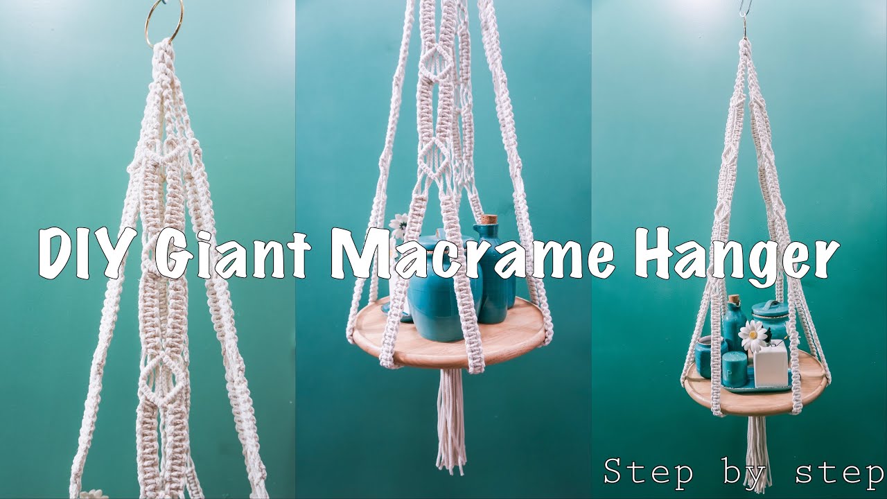 DIY Giant Macrane Hanger / Hanging holders with trays | Boho Macrame Hanging Table
