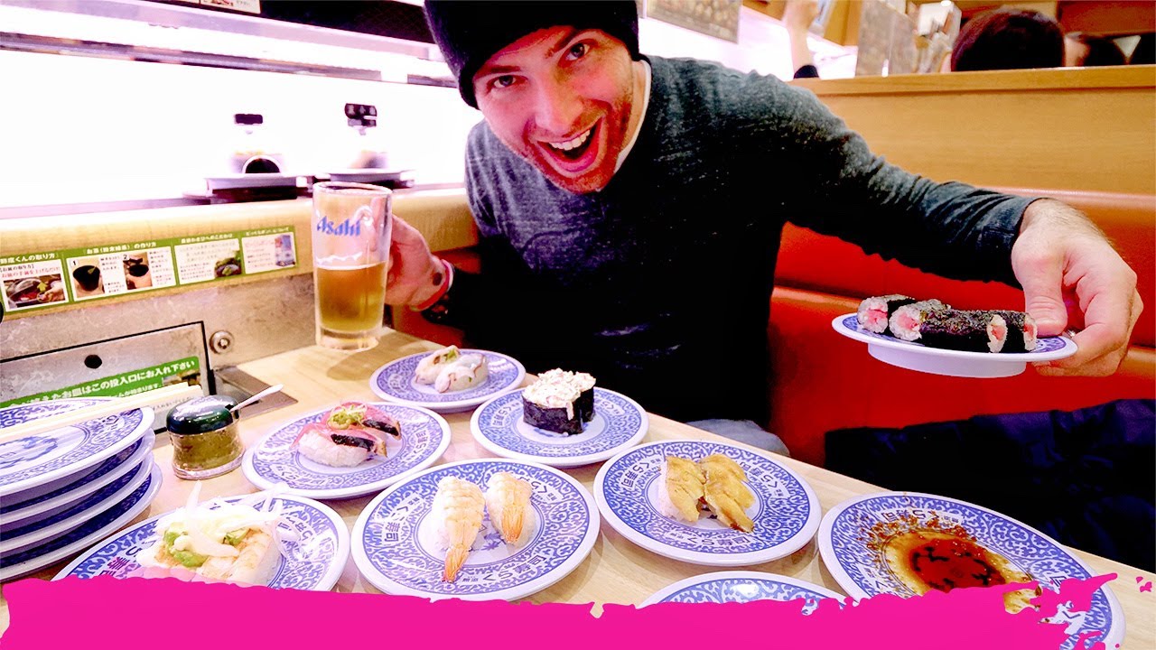 INCREDIBLE Conveyor Belt SUSHI Experience in Kyoto, Japan!!
