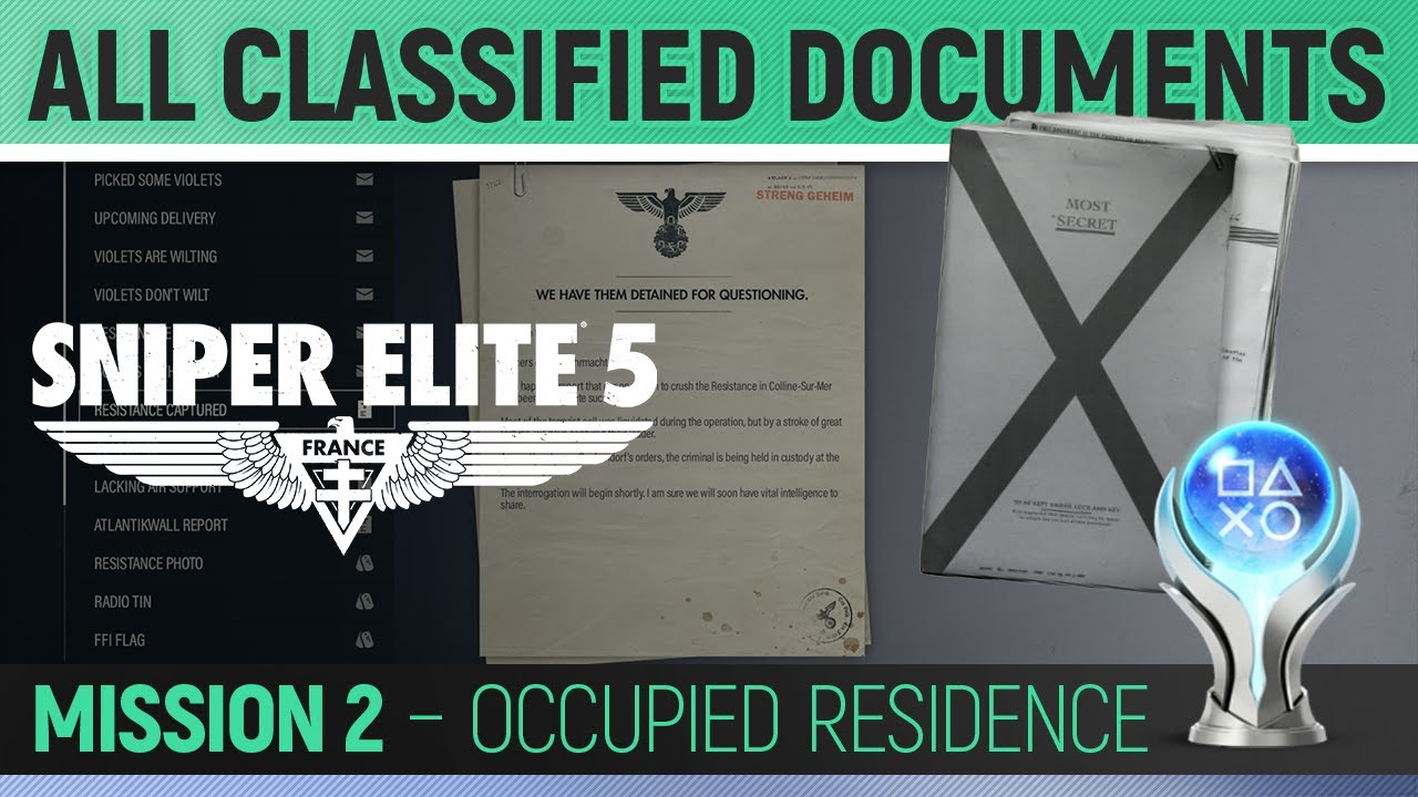 Sniper Elite 5 - Mission 2 - All Classified Document Locations 🏆 Occupied Residence