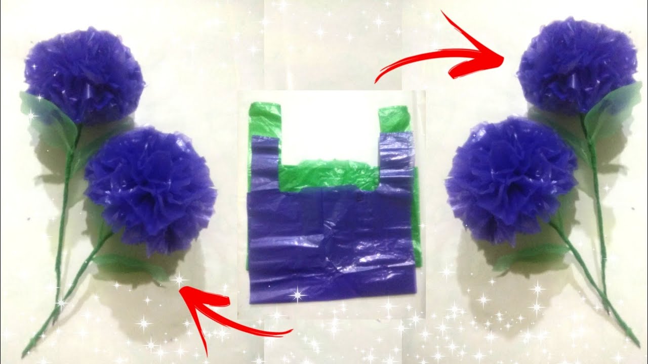 cara membuat bunga yang mudah dari kantong plastik kresek - tanpa disetrika