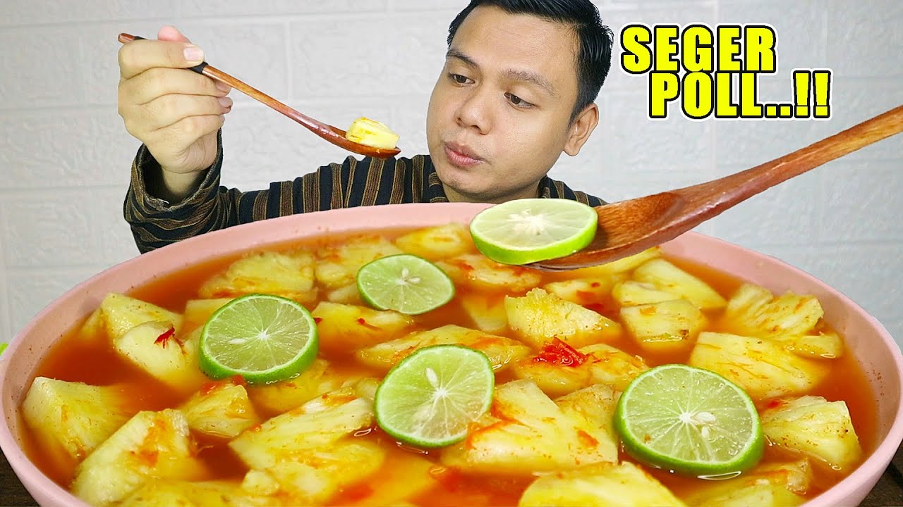 SEGER BIKIN MEREM MELEK !! ASMR MUKBANG RUJAK ASINAN BUAH NANAS + JERUK NIPIS !!