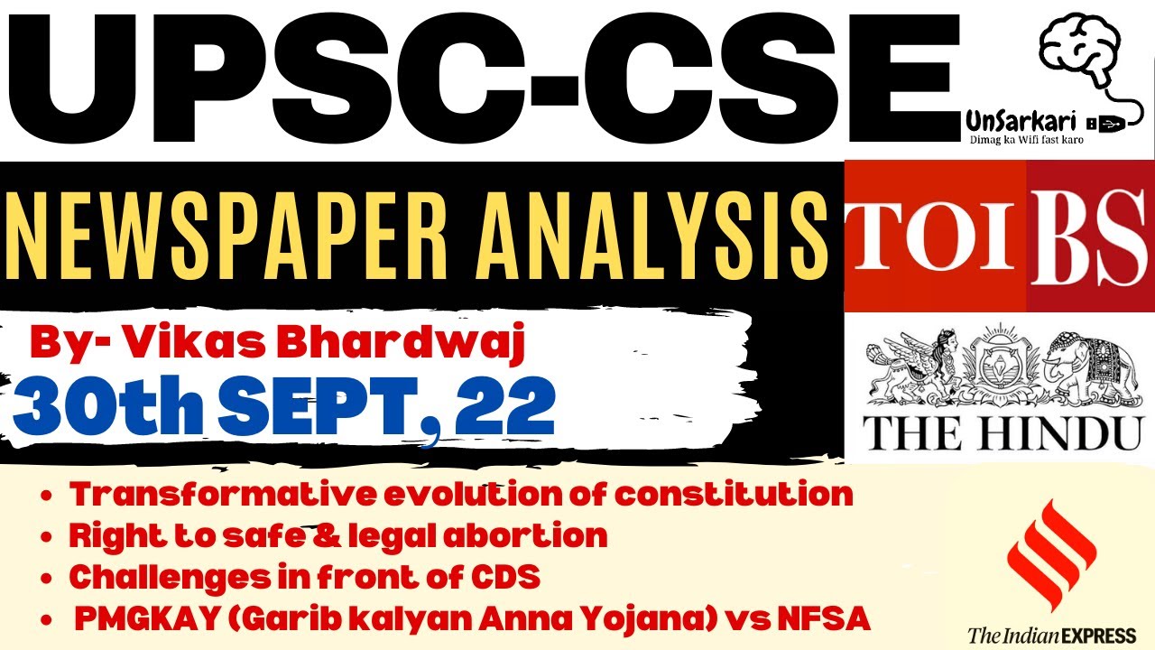 UPSC CSE GS & CURRENT AFFAIRS  : 30th Sept Newspaper : The IE + TOI + HT  +BS+The Hindu+Mint