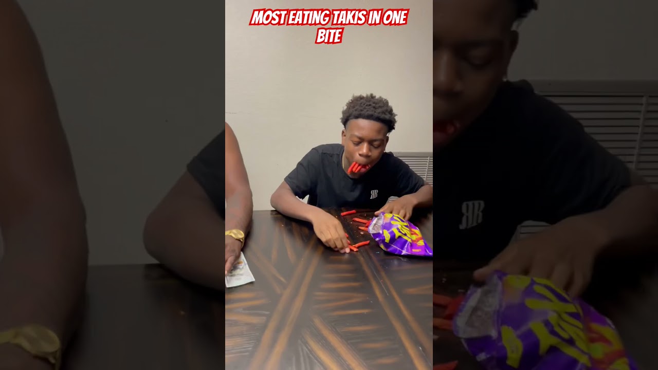 RED vs BLUE TAKIS Challenge! (who can eat the most Takis in one BitE ?) 