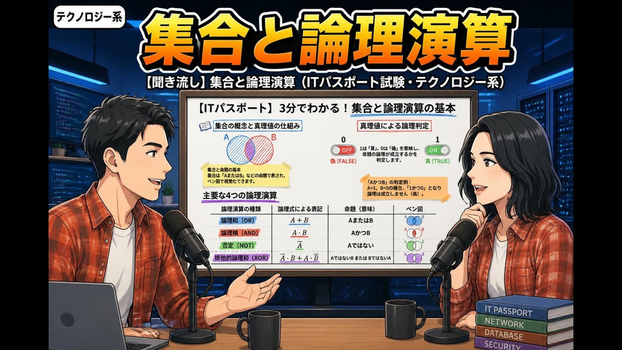 【聞き流し】集合と論理演算（ITパスポート試験・テクノロジー系）