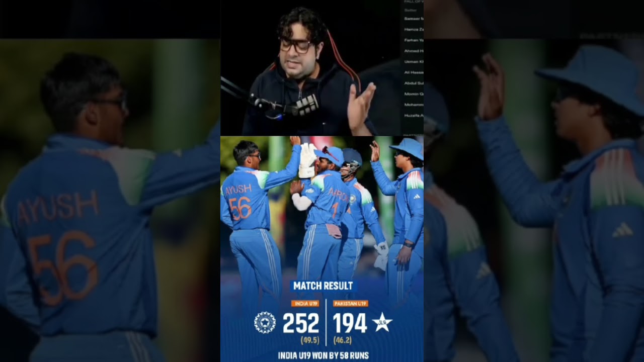 U19 India team win & pak loss 