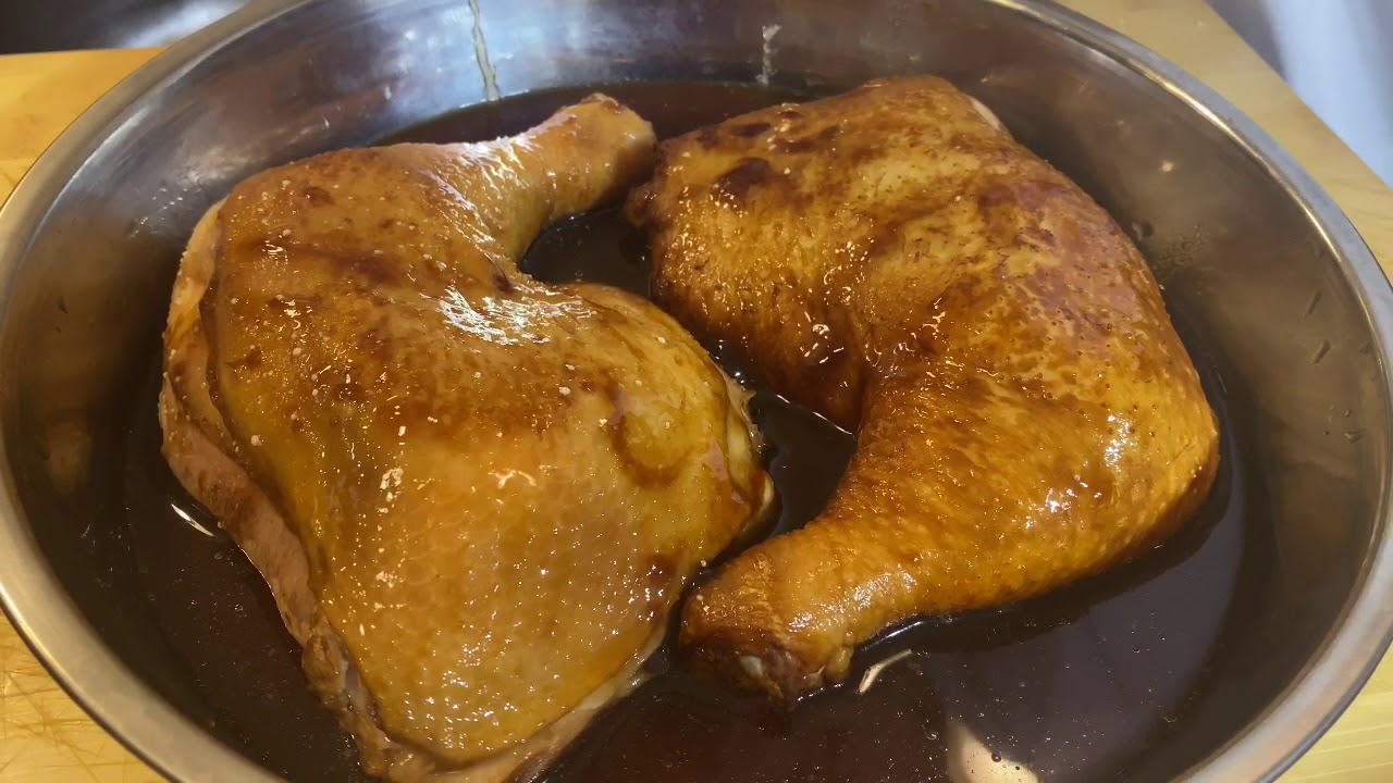 Gà tiềm hấp - Steamed Chicken Leg Quarters W/ Oyster Sauce