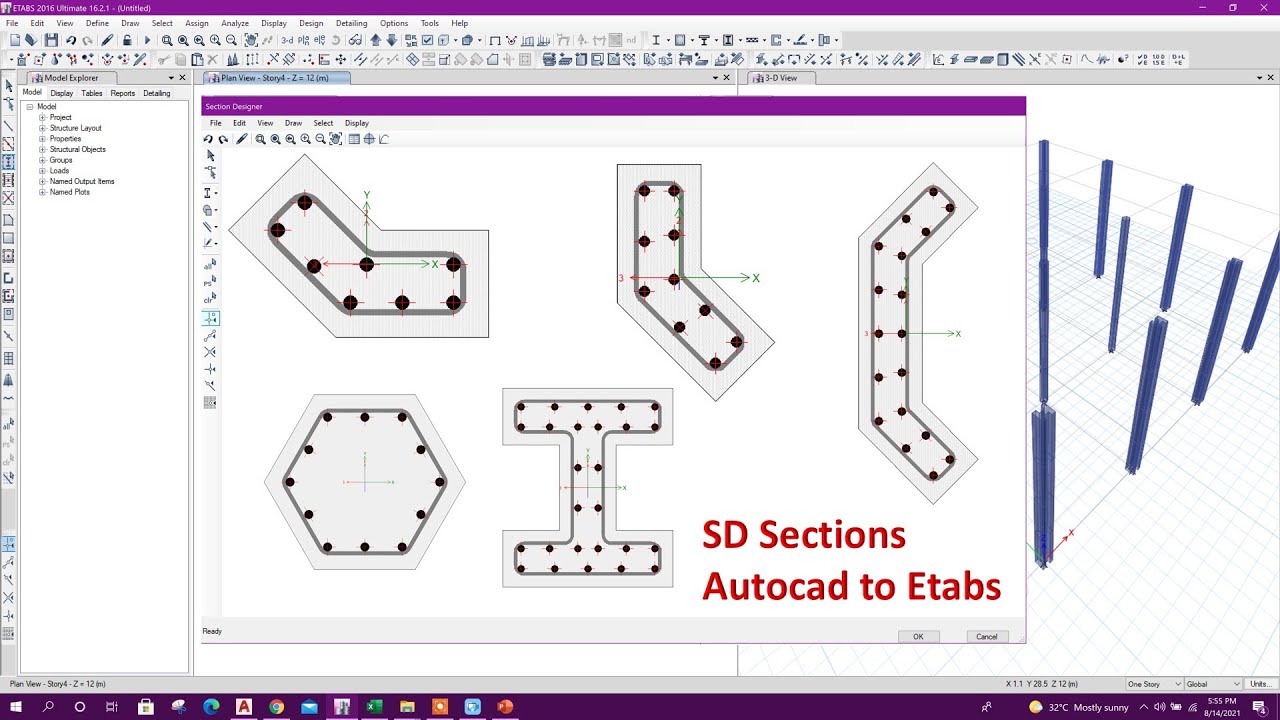 Import Complex Column Shapes in Etabs from Autocad using Excel
