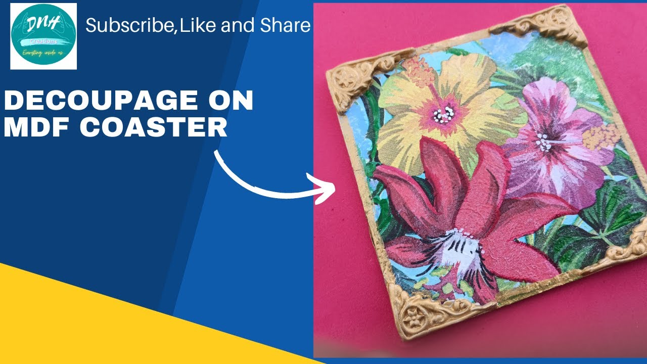 #decoupage.How to decoupage on MDF/Wooden Coaster. DIY gifts.