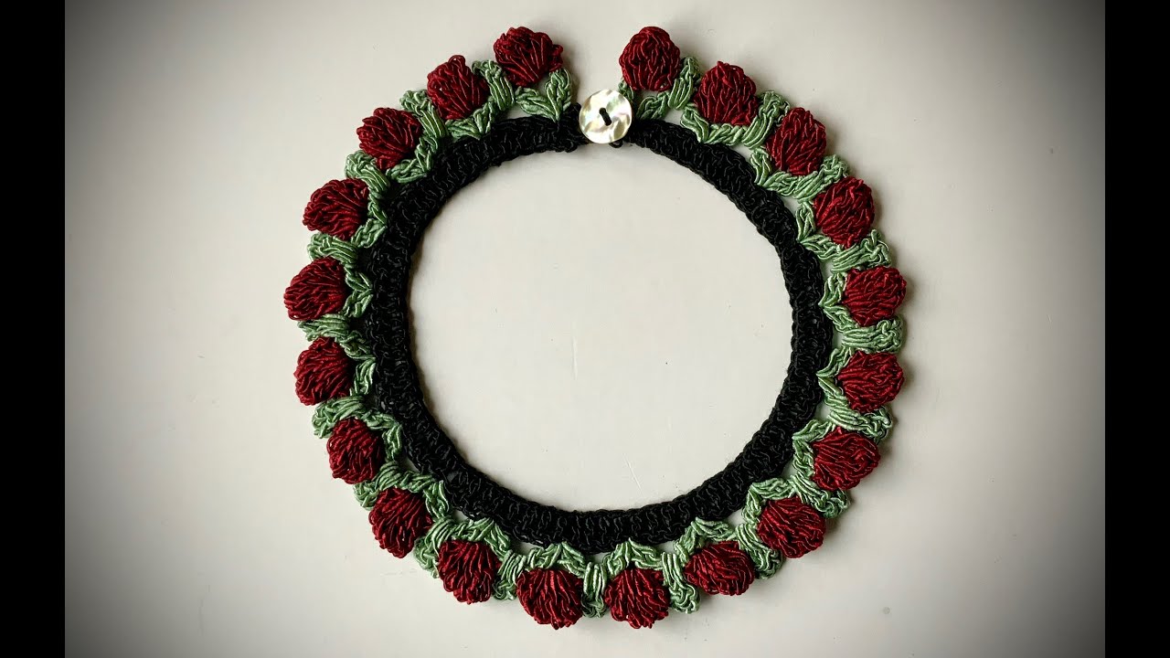 🌷 Zaubehaftes Collier mit Rosenknospen 🌷 häkeln….super zur Tracht #häkeln #crochet #tracht