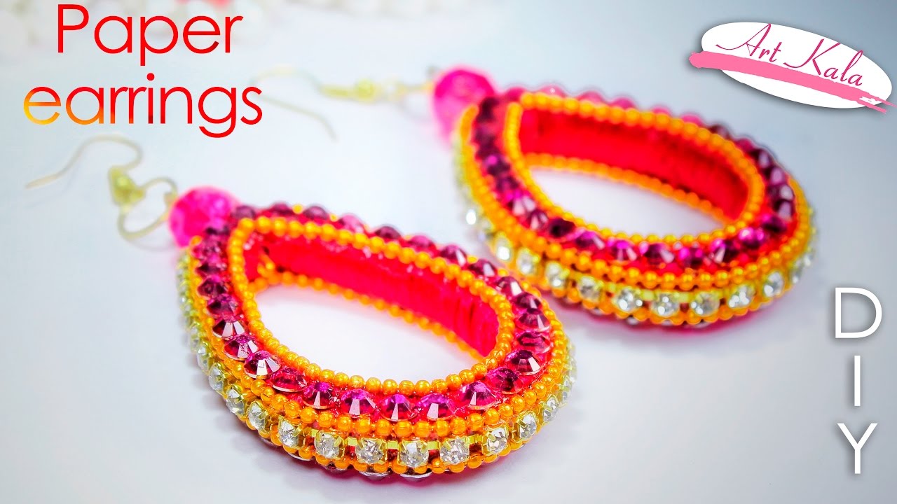 How to make silk thread earrings | Paper earrings | Best out of waste | Tutorial | Artkala 146