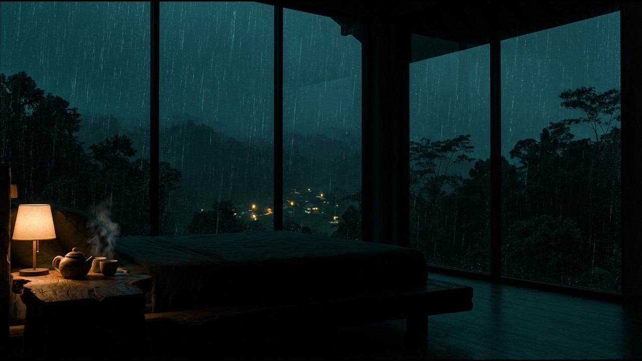 8 Hours of Heavy Rain on Glass for Deep Sleep & Relaxation