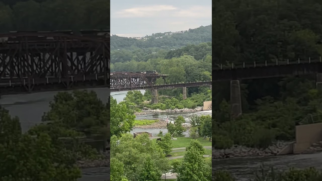 Train goes over bridge in PA #train #viralvideo #fypシ゚viral