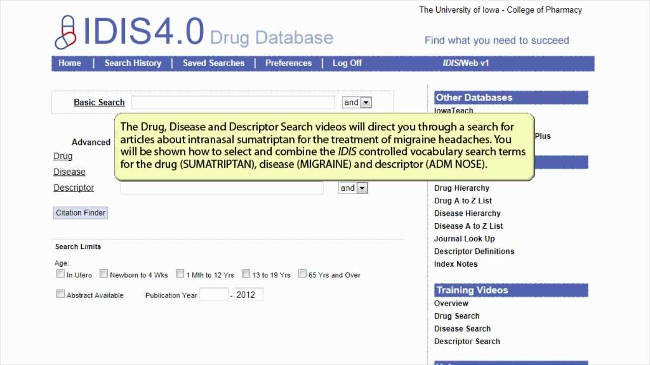 Drug Search - IDIS Drug Database