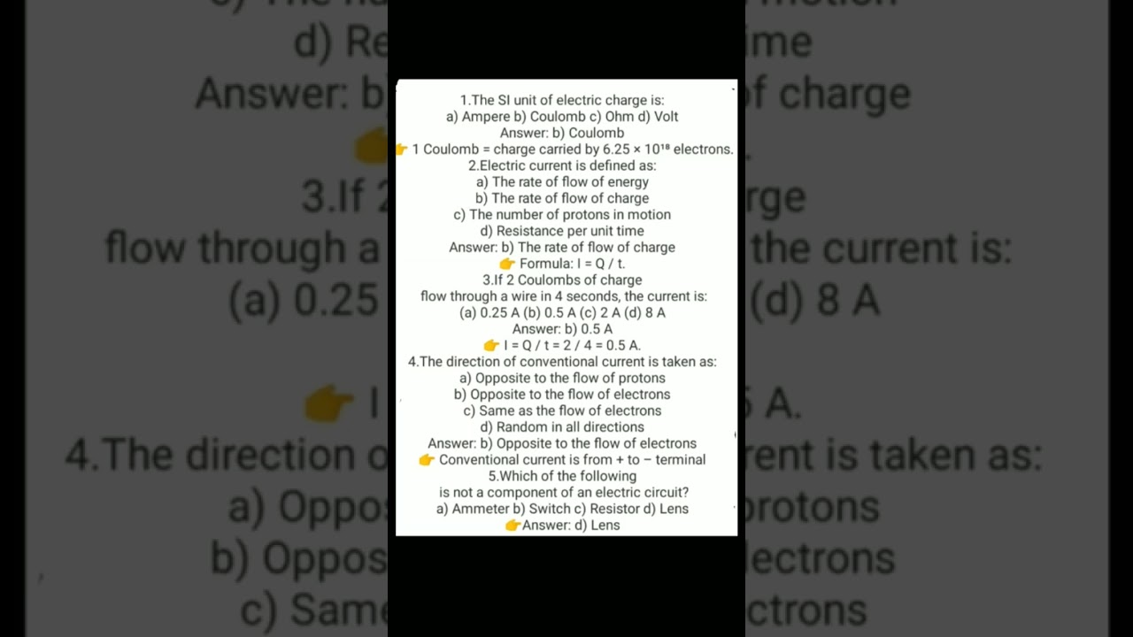 MCQ type questions of physics class 10th./MCQs Class 10th Electricity/MCQ Class 10th