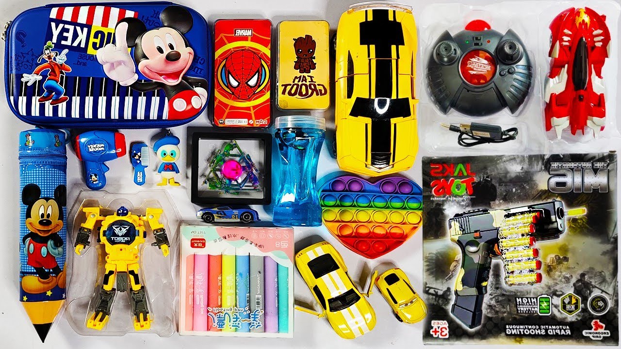Top 10 Toys Collection🤑Floating Pens, Highlighters, Sharpener, Erasers, Robot Car, Pubg Gun, Spinner
