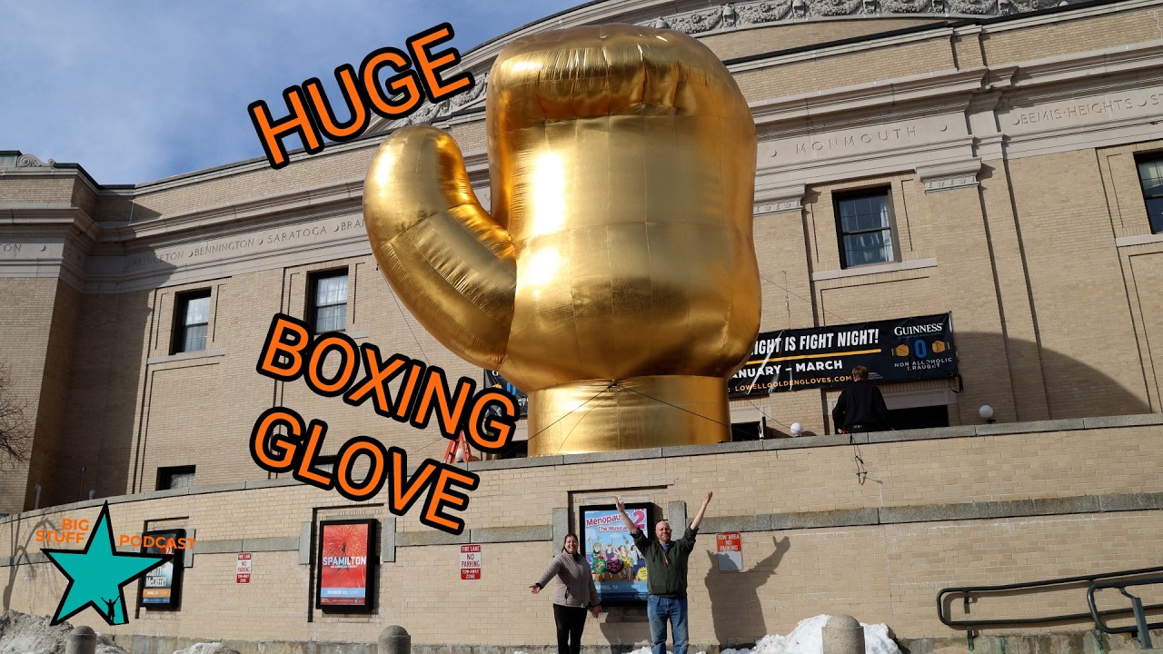 HUGE BOXING GLOVE Knocks Us Out!!!  KO's Us.  Lays Us Out.  TKO  Massachusetts Lowell Championship