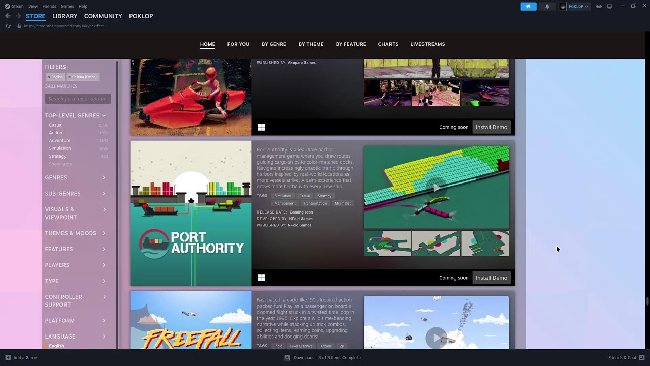 Looking at steam's next fest game demos!