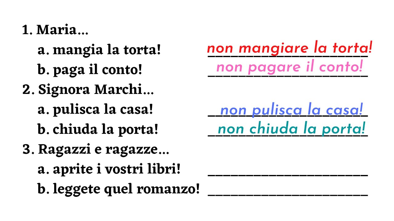 Italian imperative | Affirmative and negative | Grammar class level B1 | Learn italian free lessons