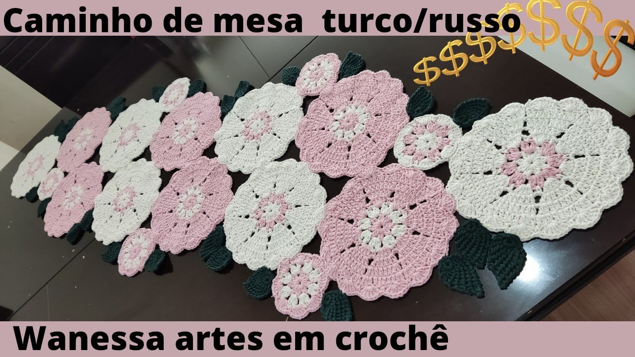 Caminho de mesa turco /russo _crochê tunisiano de crochê falei medidas e valor que eu vendi #crochet