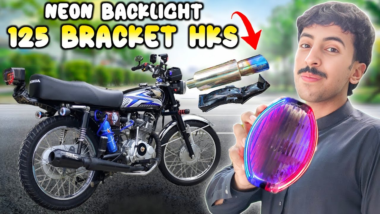 Honda 125 Dolphin Backlight 😈125 And CD 70 Slim Bracket Price 😍 HKS High Quality Exhaust Available 😱