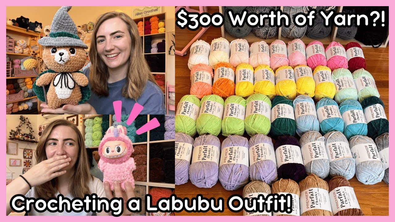 HUGE Yarn Haul! 💕 Crocheting a Labubu Outfit & Opening Fun Mail! ✨ Silly Crochet & Chat Vlog