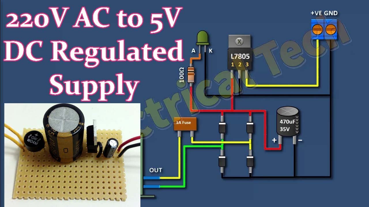 How to make 220V AC to 5V DC Regulated Supply || @ETElectricalTech