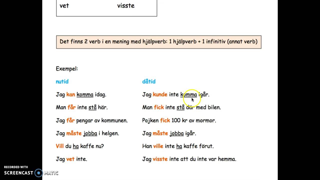 Sfi B1: 5 hjälpverb