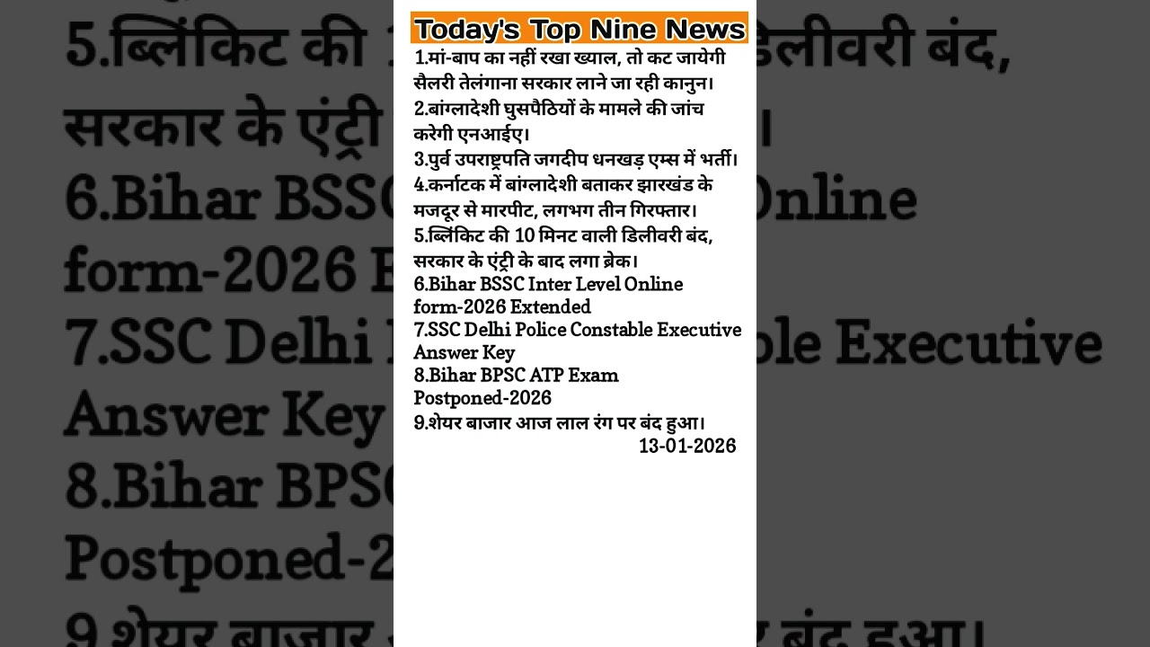 Today's Top Nine News 