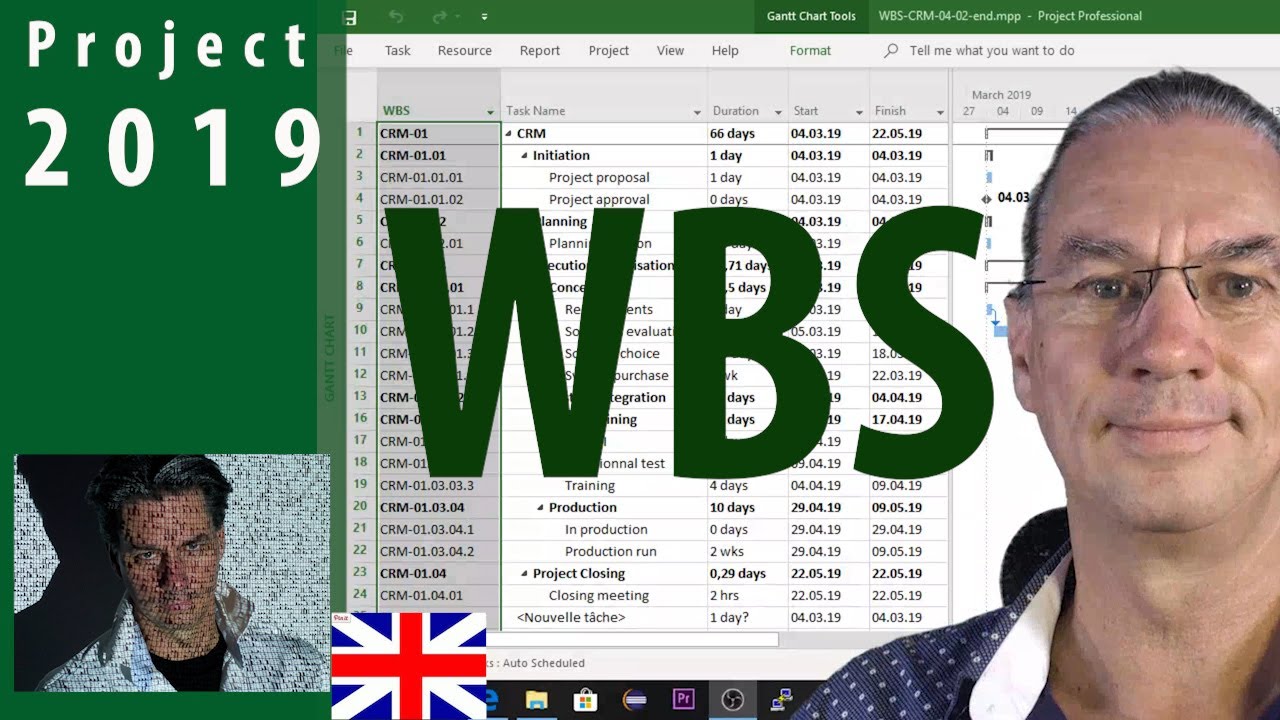 # 4 MS Project 2019 ● How to use WBS to  number tasks ● Simple