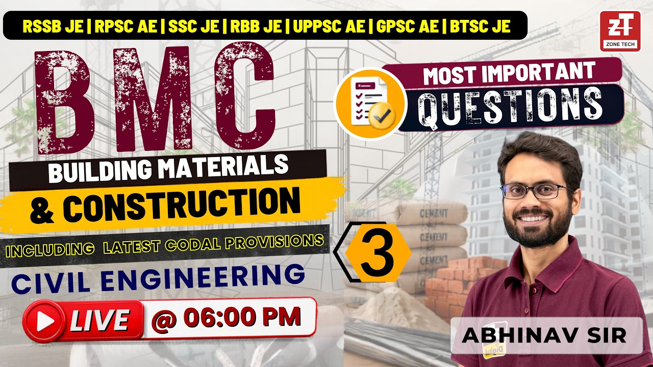 3.BMC | Most Expected Questions | RSSB JE | RPSC AE | SSC & RRB JE | UPPSC AE | GPSC AE | ZONE TECH