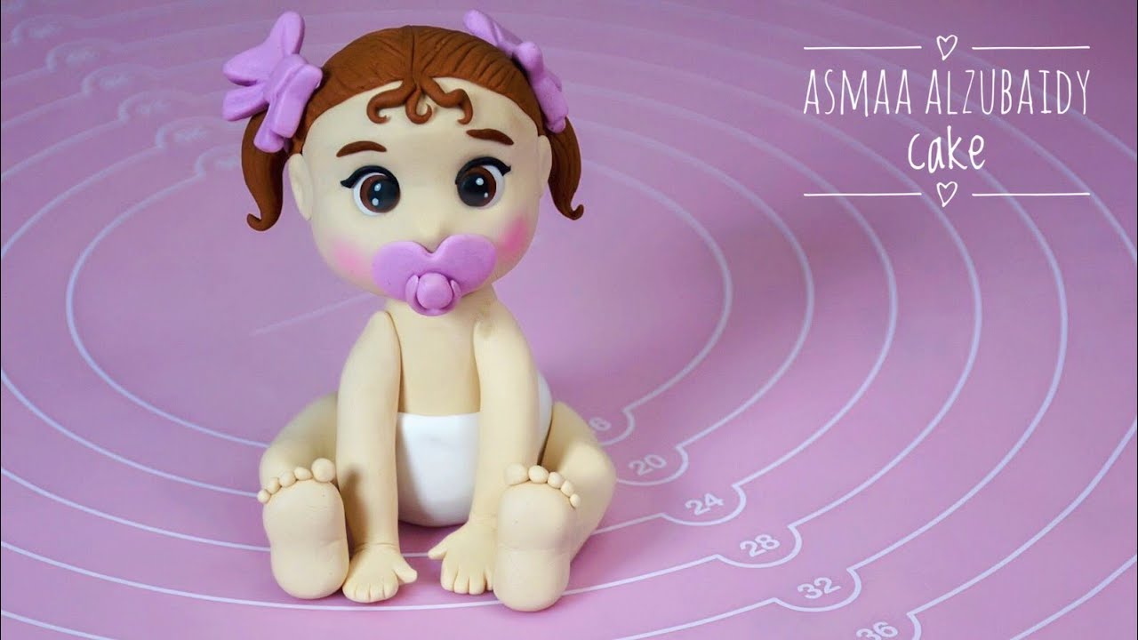طريقة عمل مجسم طفل من عجينة السكر  fondant baby girl tutorial