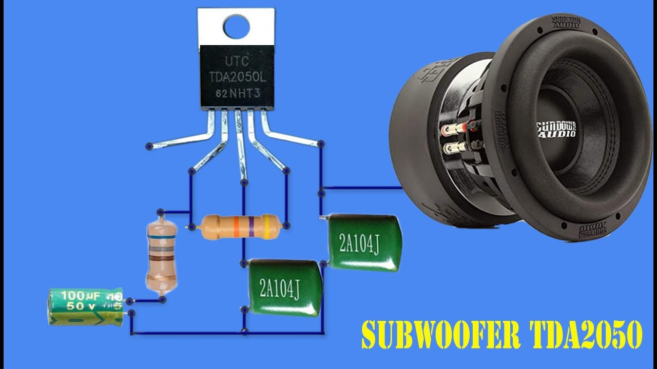 DIY Powerful Subwoofer Amplifier TDA2050 , Simple circuit, How to make Simple Subwoofer