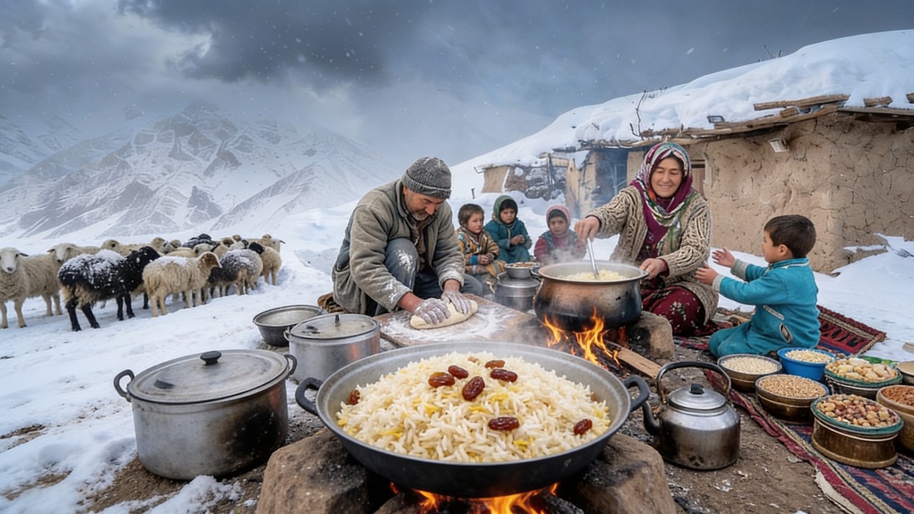 Surviving Spring in Afghanistan's Coldest Mountains | Nomadic Family COOKS Rice in the Snow