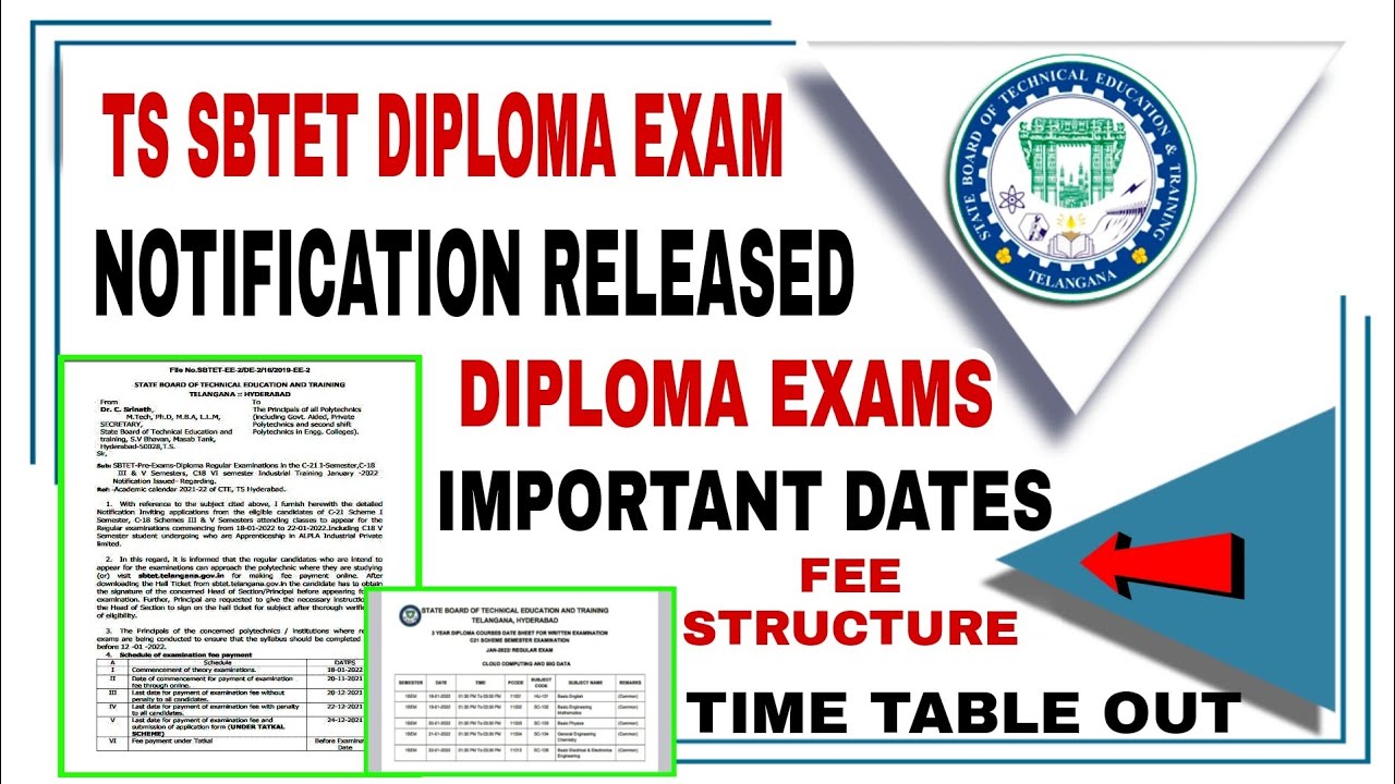 TS SBTET DIPLOMA EXAM NOTIFICATION RELEASED | EXAM FEE DETAILS