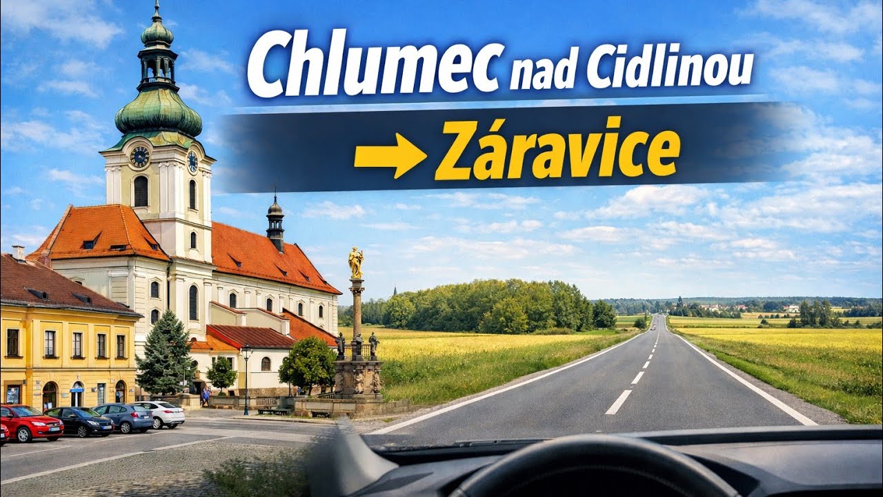 🚗 Chlumec nad Cidlinou → Žáravice | Klidná jízda autem | 4K | Bez komentáře