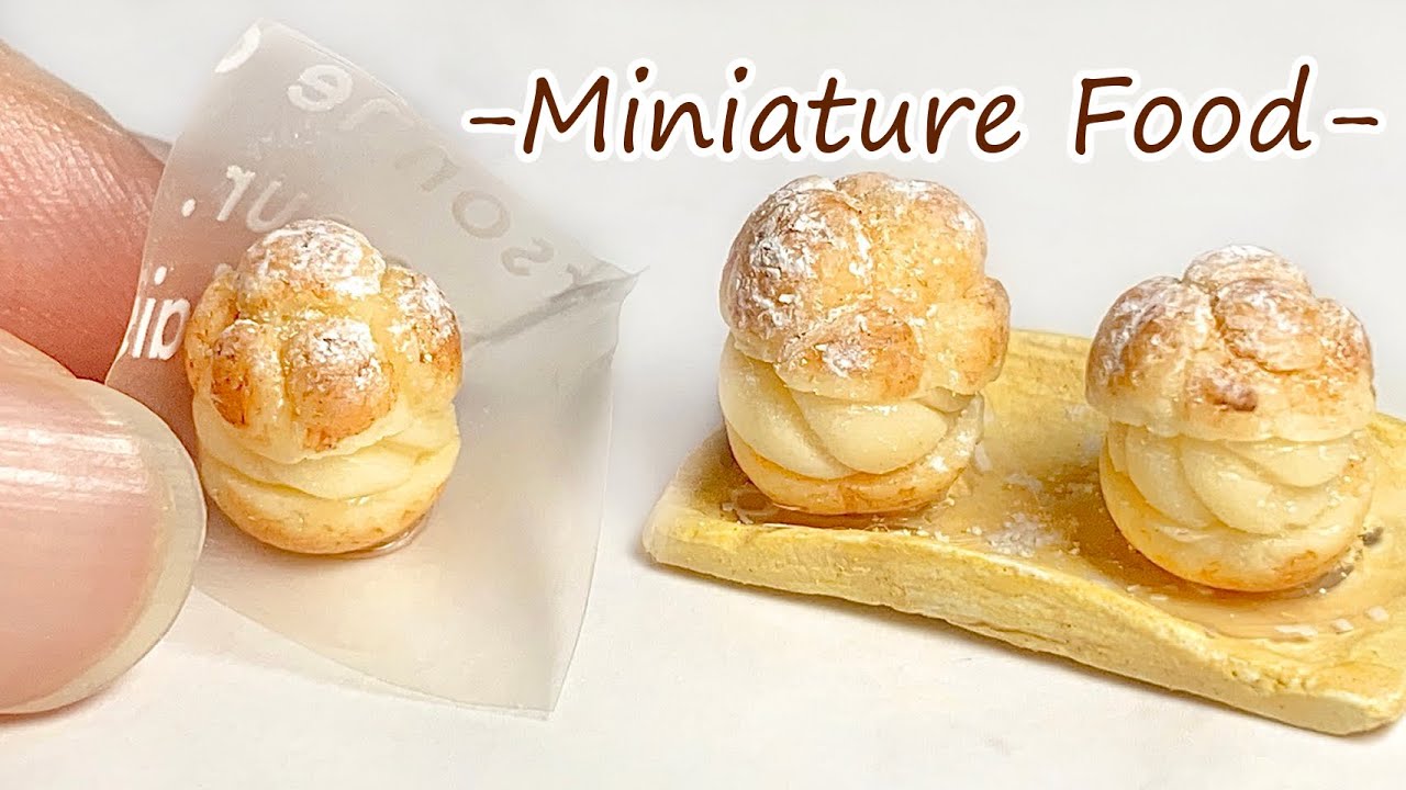 【粘土】ミニチュアのシュークリームを作ってみた【ミニチュアフード】DIY Miniature cream puff | Clay