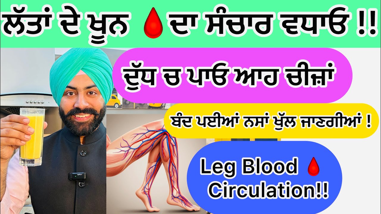 ਬੰਦ ਪਈਆਂ ਨਸਾਂ 🩸 ਖੁੱਲ ਜਾਣਗੀਆਂ ! ਲੱਤਾਂ ਦੇ ਵਿੱਚ ਖੂਨ ਦਾ ਸੰਚਾਰ ਵਧਾਓ ! ਸਿਰਫ 1 ਗਿਲਾਸ ਦੁੱਧ ਚ ਮਿਲਾਕੇ ਪੀਓ ! 