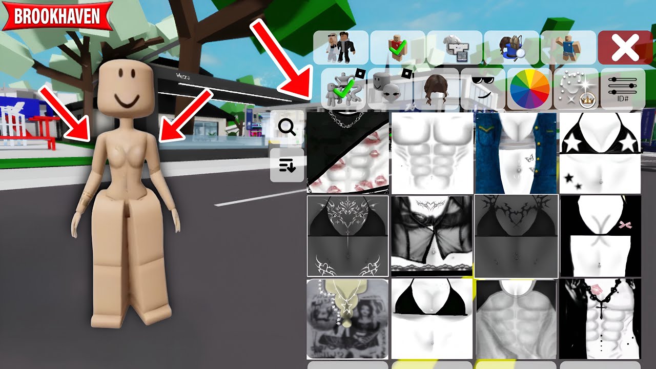 COMO TENER LA ACTUALIZACION Y PONERLE  DIBUJOS DE ABDOMEN A TU OUTFIT DE PILCHERA EN BROOKHAVEN 🏡 RP