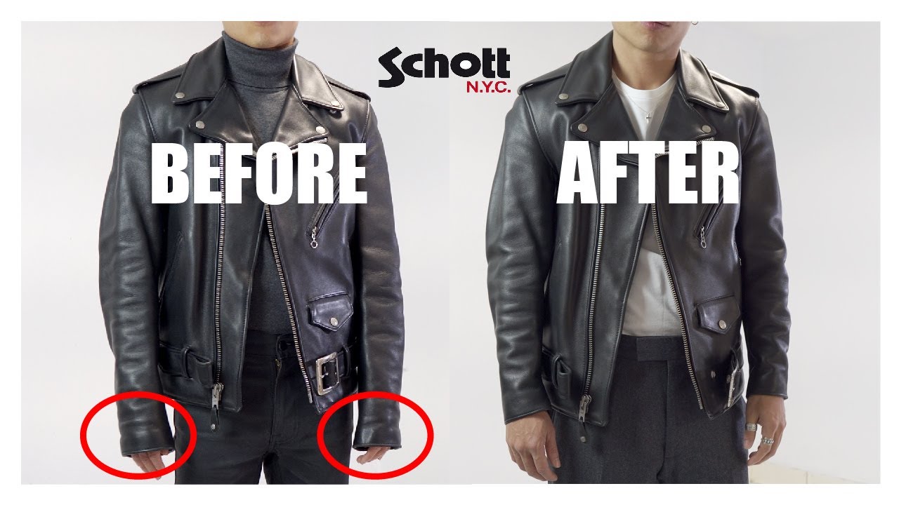 How To Shorten SchottNyc Biker Leather Jacket sleeves and The Ultimate STYLE
