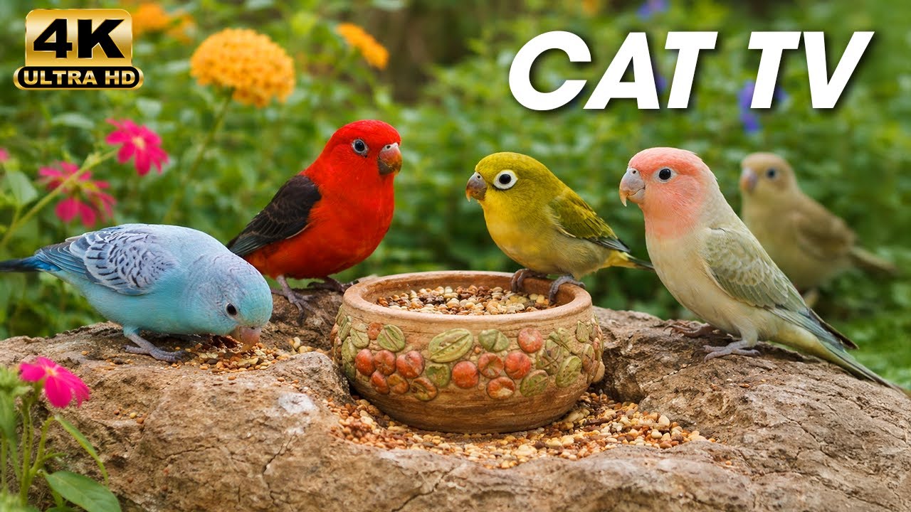 Videos for Cats to Watch 🐱 Peaceful Garden Birds and Curious Squirrels on Cat TV