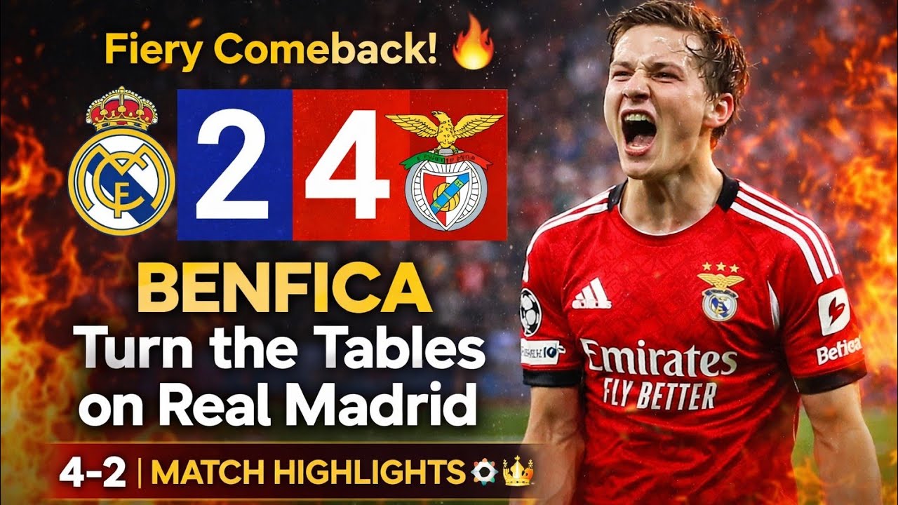 Fiery Comeback! 🔥 benfica Turn the Tables on Real Madrid 4-2 | Match Highlights ⚽👑