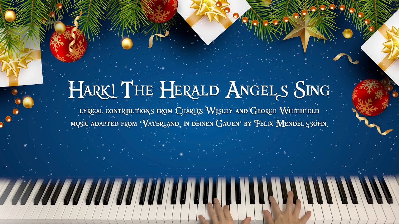 Hark The Herald Angels Sing - Christmas Piano Instrumental with Lyrics